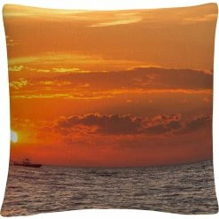 New ???? Trademark Fine Art Fishing Boat Sunset Decorative Throw Pillow ✔️
