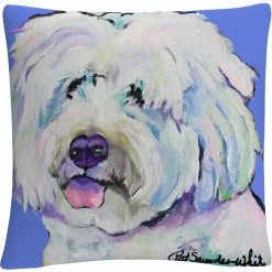 Discount ???? Trademark Fine Art Champ Animals Pets Painting Bold White Decorative Throw Pillow ✨