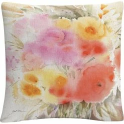 Wholesale ???? Trademark Fine Art Spring Flowers Square Watercolor Decorative Throw Pillow ????