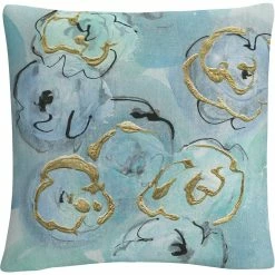 Promo ✔️ Trademark Fine Art Chris Paschke Gold Edged Teal I Decorative Throw Pillow ????