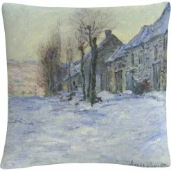 Deals ⭐ Trademark Fine Art Claude Monet Lavacourt Under Snow Decorative Throw Pillow ????
