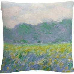 New ???? Trademark Fine Art Field Of Yellow Irises Decorative Throw Pillow ????