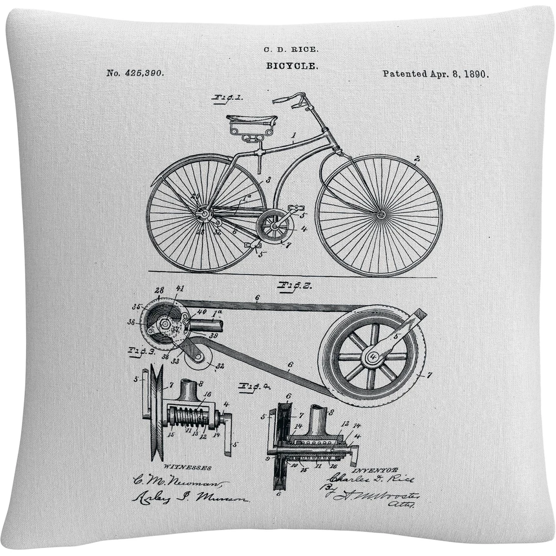 Top 10 ⌛ Trademark Fine Art Bicycle Patent 1890 White Decorative Throw Pillow ???? 3 Top 10 ⌛ Trademark Fine Art Bicycle Patent 1890 White Decorative Throw Pillow ????