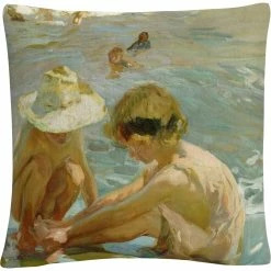 Deals ???? Trademark Fine Art Joaquin Sorolla The Wounded Foot Decorative Throw Pillow ❤️