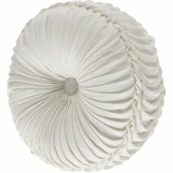 Buy ???? J. Queen New York Lauralynn White Tufted Round Decorative Throw Pillow ✔️