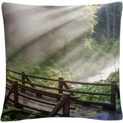 Outlet ✔️ Trademark Fine Art Forest Sunlight Decorative Throw Pillow ✨