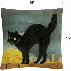 Discount ???? Trademark Fine Art Black Cat On Fence Night ???? Halloween Decorative Throw Pillow ⌛ -Bargoose shop unnamed file 1315