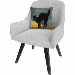 Discount ???? Trademark Fine Art Black Cat On Fence Night ???? Halloween Decorative Throw Pillow ⌛ -Bargoose shop unnamed file 1316