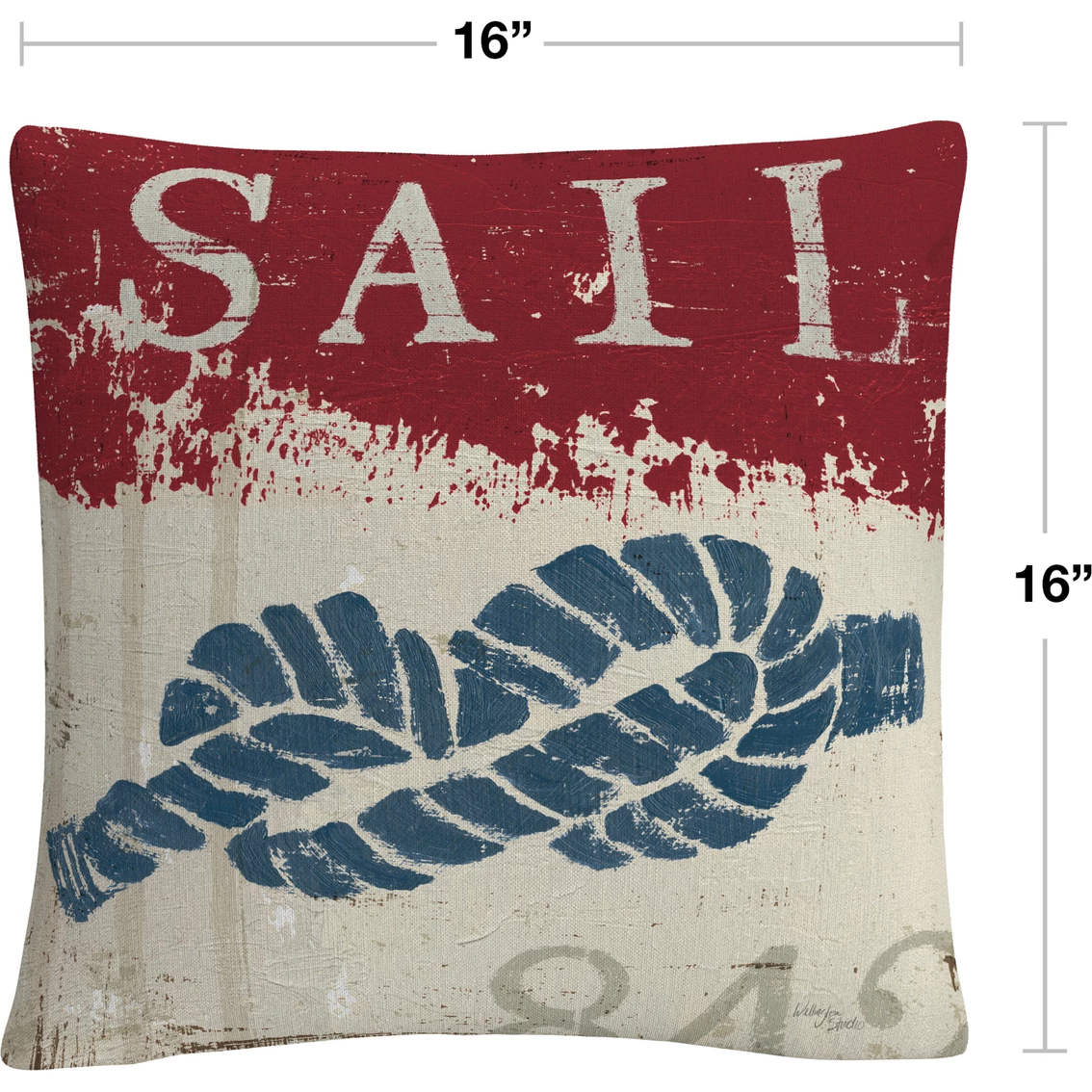 New ???? Trademark Fine Art Wellington Studio Nautical III Red Throw Pillow ❤️ 4 New ???? Trademark Fine Art Wellington Studio Nautical III Red Throw Pillow ❤️ - Image 2