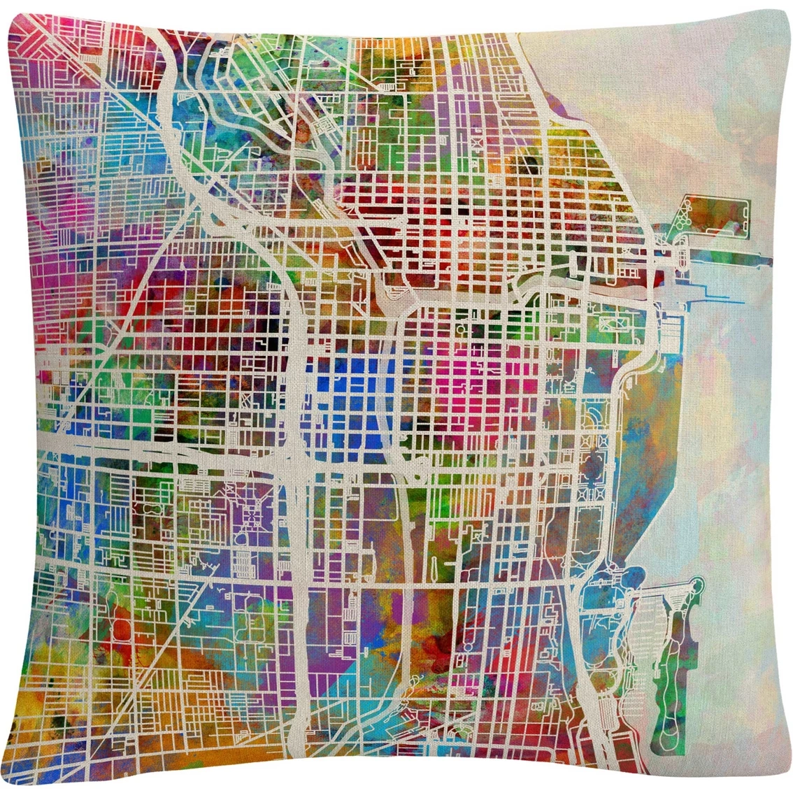 Wholesale ???? Trademark Fine Art Michael Tompsett Chicago City Street Map II Decorative Pillow ???? 3 Wholesale ???? Trademark Fine Art Michael Tompsett Chicago City Street Map II Decorative Pillow ????