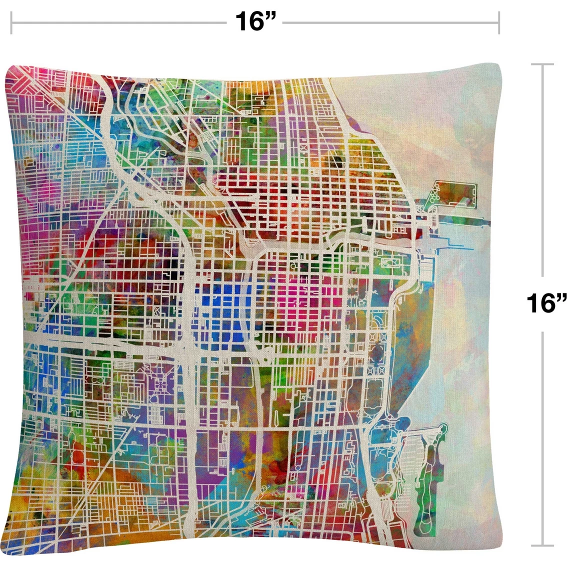 Wholesale ???? Trademark Fine Art Michael Tompsett Chicago City Street Map II Decorative Pillow ???? 4 Wholesale ???? Trademark Fine Art Michael Tompsett Chicago City Street Map II Decorative Pillow ???? - Image 2
