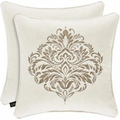 New ???? J. Queen New York Milano Cream 20 In. Square Embellished Decorative Throw Pillow ❤️
