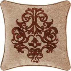 New ⭐ J. Queen New York Luciana Beige 18 In. Square Embellished Decorative Throw Pillow ????