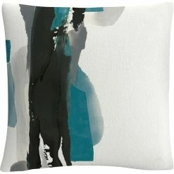 Promo ⌛ Trademark Fine Art Chris Paschke Black And Teal II Decorative Throw Pillow ????