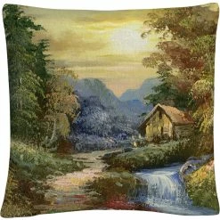 Promo ???? Trademark Fine Art Tranquility Rustic Landscape Decorative Throw Pillow ????