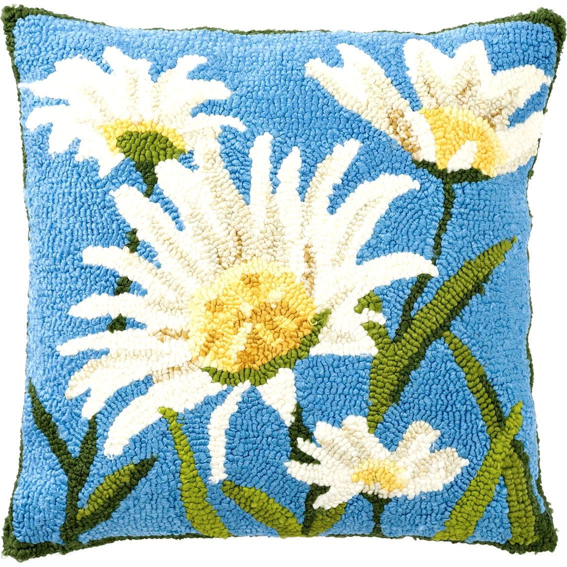 New ???? Evergreen Indoor/Outdoor Shasta Daisy Hooked Pillow ???? 3 New ???? Evergreen Indoor/Outdoor Shasta Daisy Hooked Pillow ????