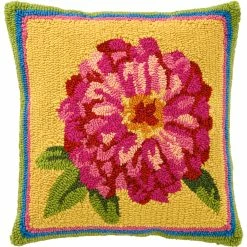 Flash Sale ❤️ Evergreen Indoor/Outdoor Hooked Pillow, Zinnia 18 In. X 18 In. ❤️
