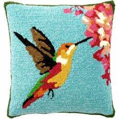 Discount ???? Evergreen 18 In. Indoor/Outdoor Hummingbird Hooked Pillow ✔️
