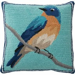 Best deal ❤️ Evergreen Indoor/Outdoor Hooked Pillow, Bluebird 18 In. X 18 In. ????