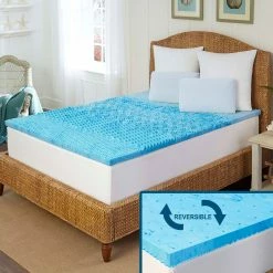 Flash Sale ???? Rio Home Fashions Arctic Sleep Cool Gel 1.5 In. 5 Zone Memory Foam Mattress Topper ????