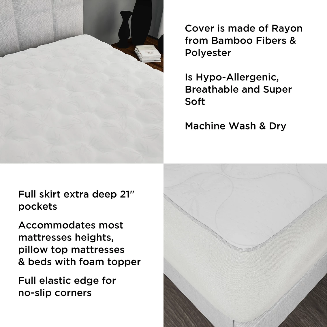 Deals ???? Lavish Home Bamboo Fiber Rayon Mattress Cover ???? 7 Deals ???? Lavish Home Bamboo Fiber Rayon Mattress Cover ???? - Image 5