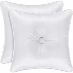 Budget ???? J. Queen New York Astoria Square Decorative Throw Pillow 16 In., White ????
