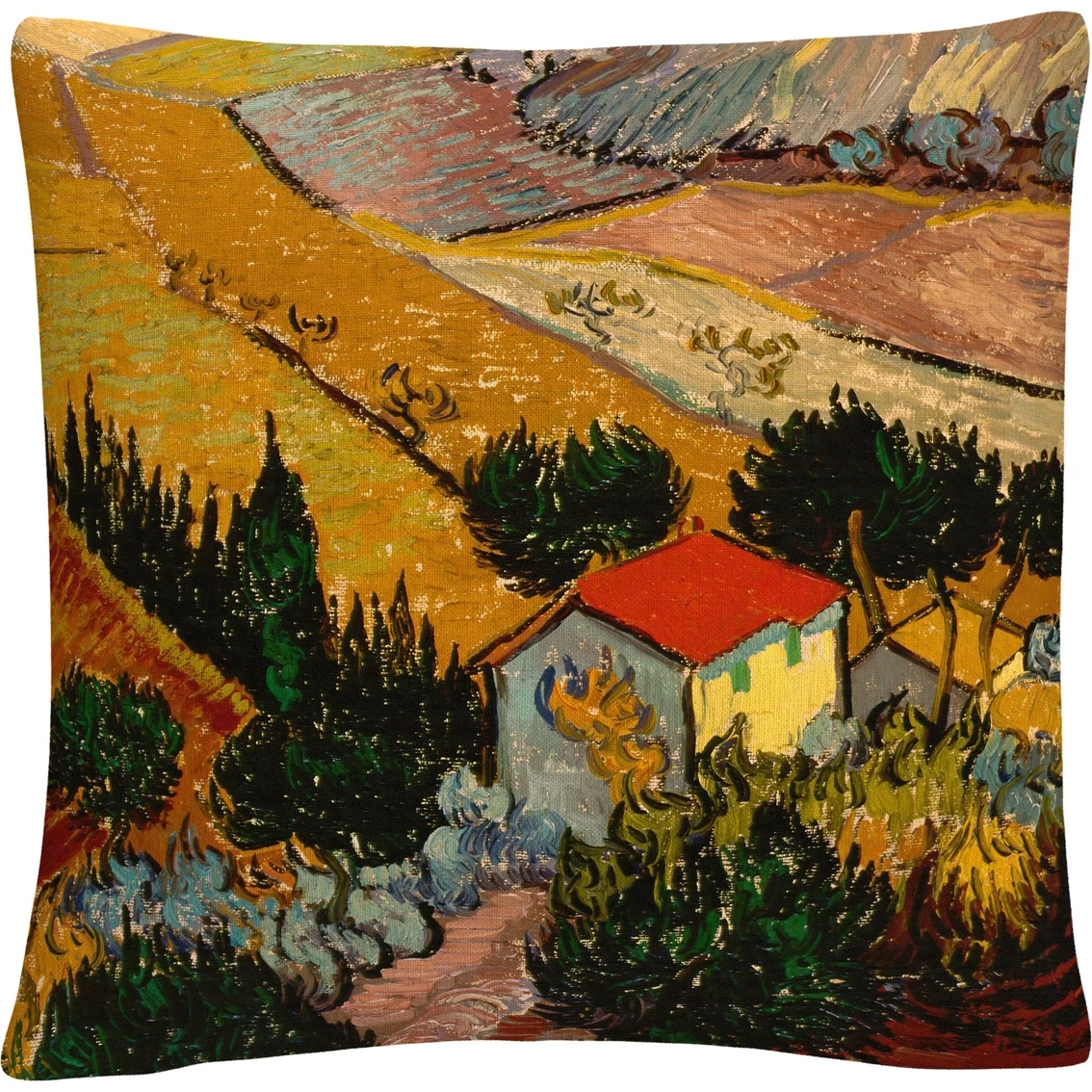 Flash Sale ???? Trademark Fine Art Vincent Van Gogh Landscape With House Decorative Throw Pillow ⭐ 3 Flash Sale ???? Trademark Fine Art Vincent Van Gogh Landscape With House Decorative Throw Pillow ⭐