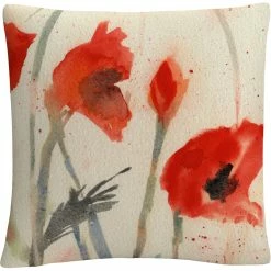 Promo ❤️ Trademark Fine Art Red Poppy Light Floral Abstract Decorative Throw Pillow ????