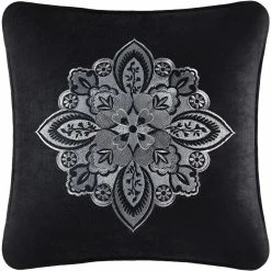 Buy ???? J. Queen New York Guiliana Black 18 In. Square Embellished Decorative Throw Pillow ✔️