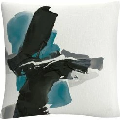 Cheapest ✔️ Trademark Fine Art Chris Paschke Black And Teal IV Decorative Throw Pillow ⭐