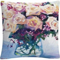 New ???? Trademark Fine Art Roses In Glass Decorative Throw Pillow ⭐