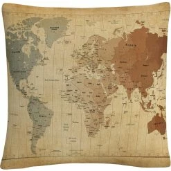 Best Pirce ???? Trademark Fine Art Time Zones Map Of The World Decorative Throw Pillow ⭐