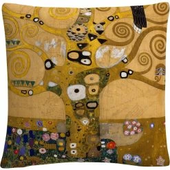Hot Sale ???? Trademark Fine Art Gustav Klimt Tree Of Life Soclet Frieze 1905 Decorative Pillow ❤️