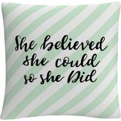 Best Sale ???? Trademark Fine Art She Believed She Could Green Decorative Throw Pillow ⌛