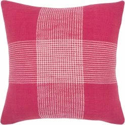 Promo ???? Rizzy Home Plaid Hot Pink Polyester Filled Pillow 20 In. X 20 In. ✔️