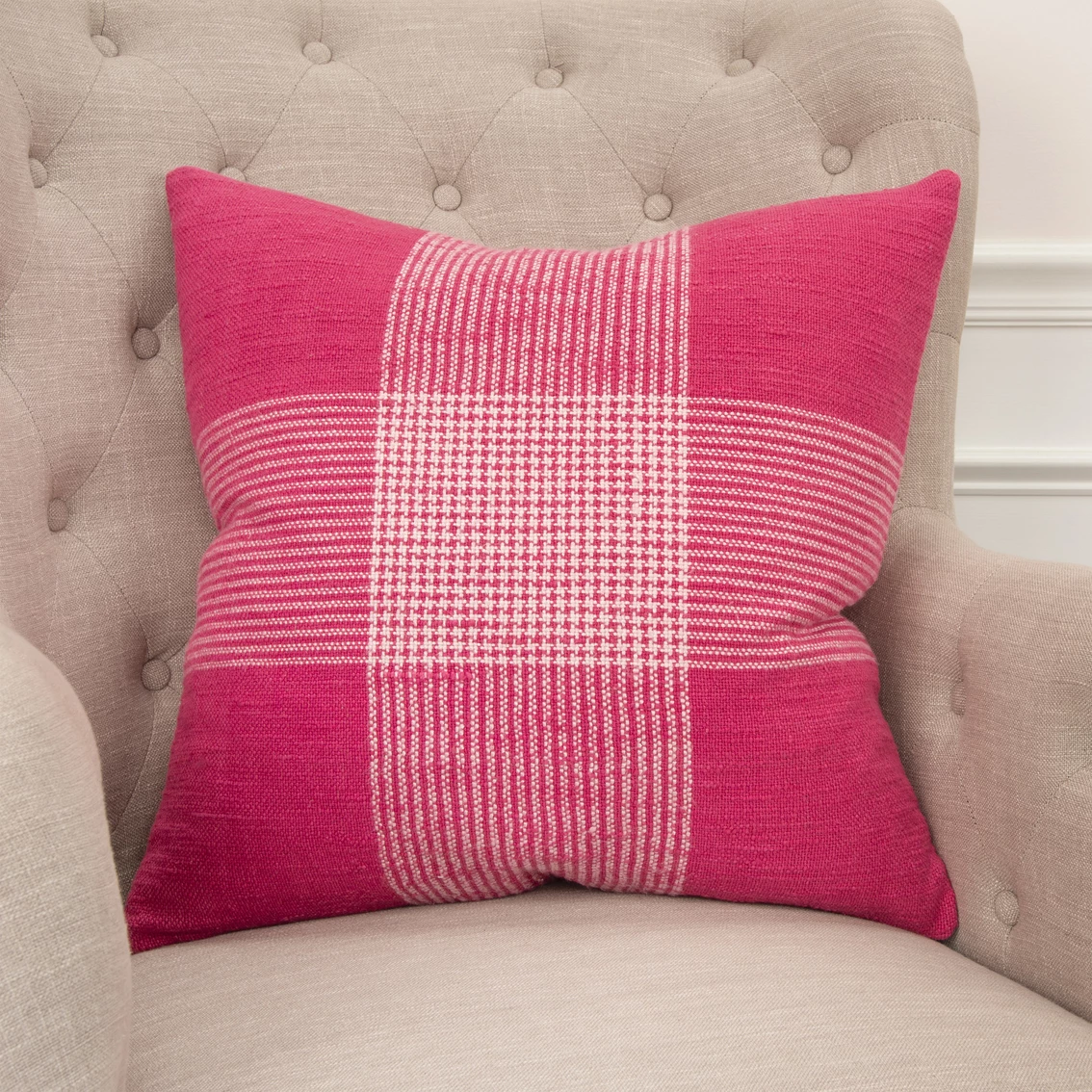 Promo ???? Rizzy Home Plaid Hot Pink Polyester Filled Pillow 20 In. X 20 In. ✔️ 4 Promo ???? Rizzy Home Plaid Hot Pink Polyester Filled Pillow 20 In. X 20 In. ✔️ - Image 2