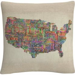 Brand new ✔️ Trademark Fine Art US Cities Text Map VI Decorative Throw Pillow ????
