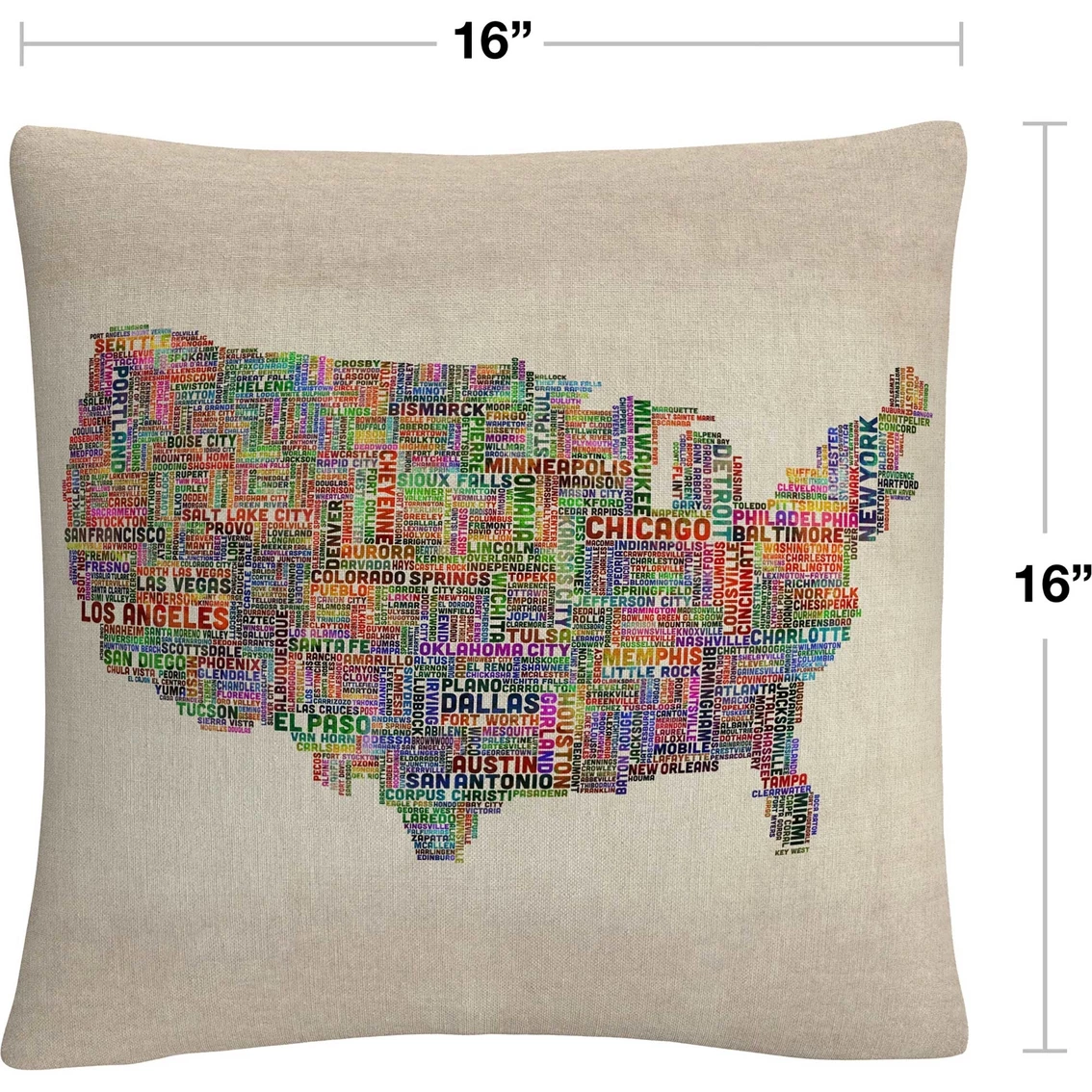 Brand new ✔️ Trademark Fine Art US Cities Text Map VI Decorative Throw Pillow ???? 4 Brand new ✔️ Trademark Fine Art US Cities Text Map VI Decorative Throw Pillow ???? - Image 2