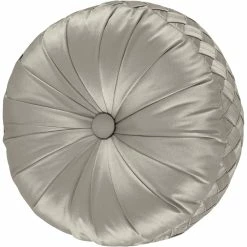 Cheapest ✔️ J. Queen New York Satinique Silver Tufted Round Decorative Throw Pillow ????