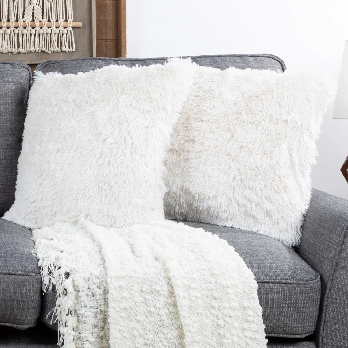 New ???? Hastings Home 2 Pc. Faux Fur Shag Pillows Set β 6 New ???? Hastings Home 2 Pc. Faux Fur Shag Pillows Set β - Image 4