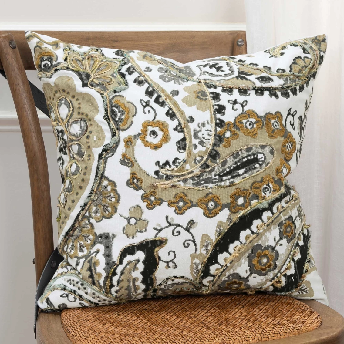 Outlet ✔️ Rizzy Home Paisley Beige 20 X 20 In. Pillow ???? 4 Outlet ✔️ Rizzy Home Paisley Beige 20 X 20 In. Pillow ???? - Image 2