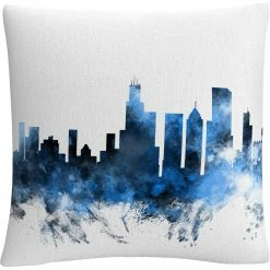 Flash Sale ???? Trademark Fine Art Michael Tompsett Chicago Skyline II Decorative Throw Pillow ????