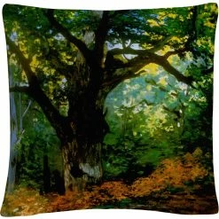 Best Sale ❤️ Trademark Fine Art Claude Monet Bodmer Oak, Fontainebleau Forest Throw Pillow ????
